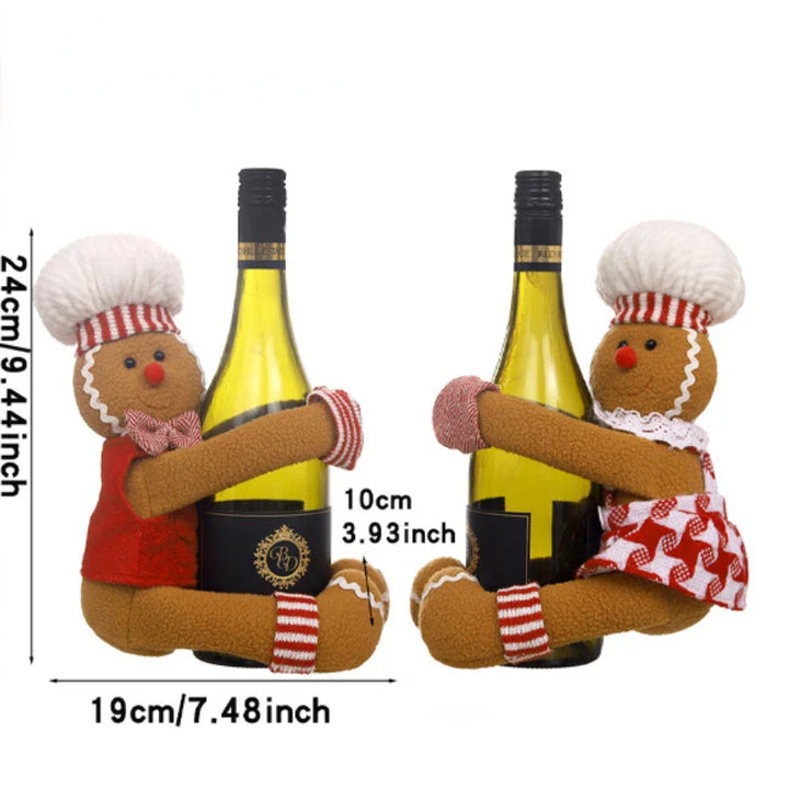 Rynx Christmas decoration supplies pair gingerbread man doll wine bottle hug wine bottle cover creative wine bottle decoration