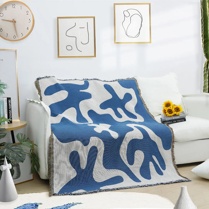 Rynx | Textile City Into Blue Coral Pattern Blanket Home Decor Sofa Throw Outdoor Camping Grass Mat 125x150cm