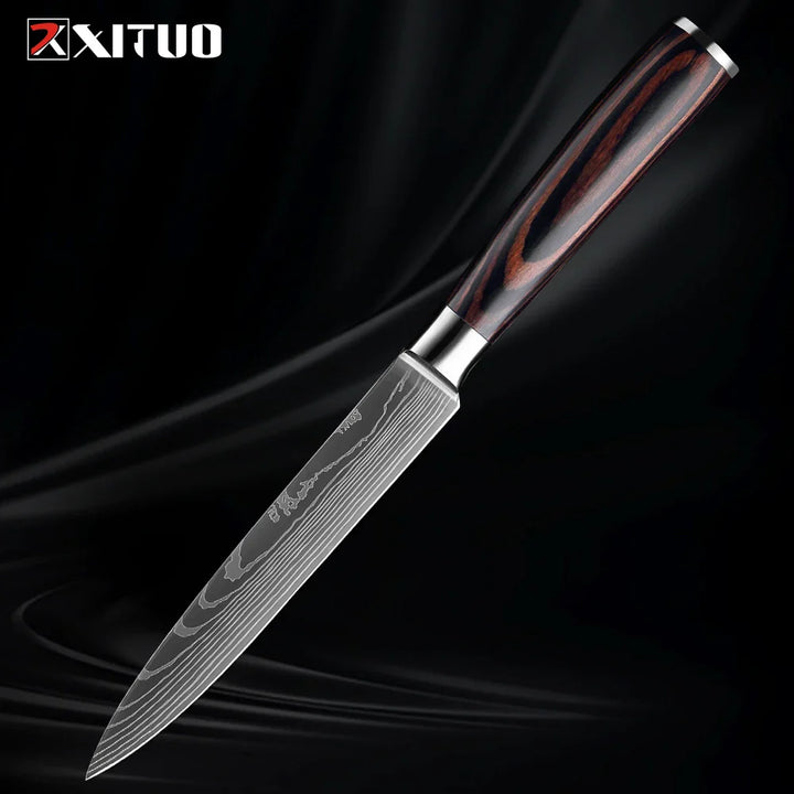 Skorter | XITUO Kitchen Knife Set - 1-9PCS 7Cr17Mov Stainless Steel Chef, Santoku & Fruit Knives with Ergonomic Pakkawood Handle