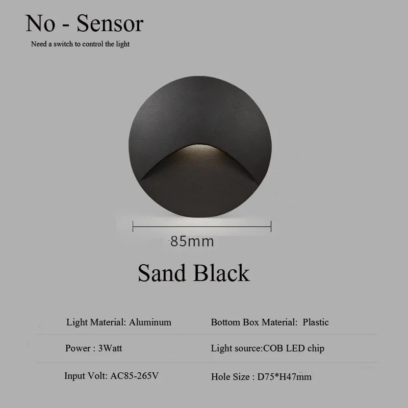 Lisslune | Modern waterproof IP65 LED recessed wall lamp for outdoor lighting - 3W embedded step & staircase balcony portal light