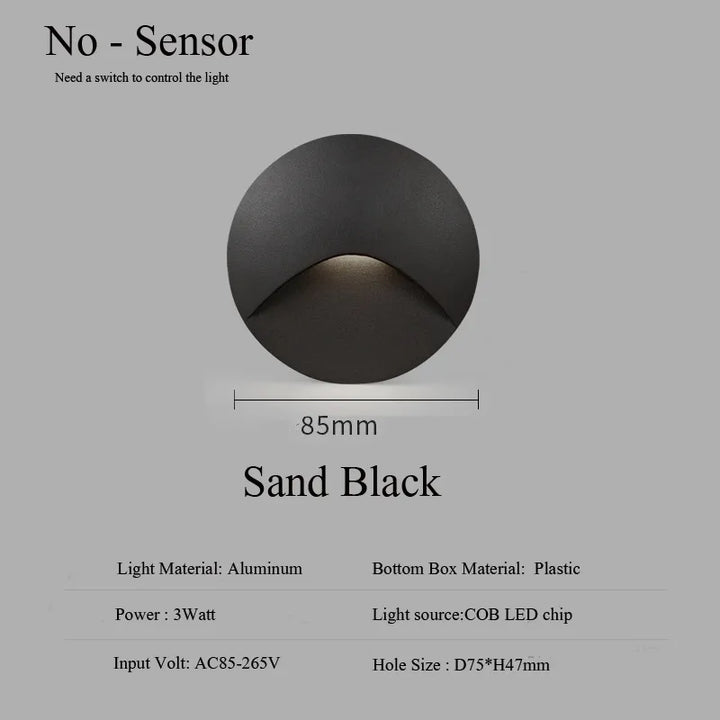 Lisslune | Modern waterproof IP65 LED recessed wall lamp for outdoor lighting - 3W embedded step & staircase balcony portal light