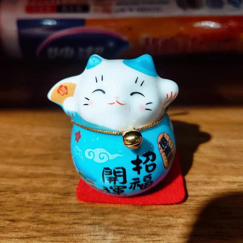 Lisslune | Charming Japanese Ceramic Lucky Cat Daruma Figurine for Home Decor and Gifts