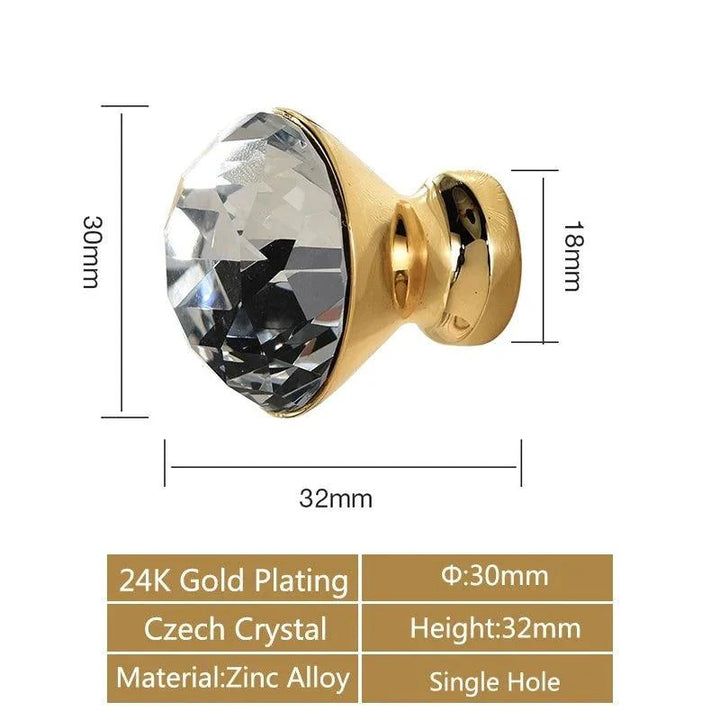 Lisslune | Luxurious Gold and Crystal Cabinet Handles - Exquisite Design and Lasting Quality