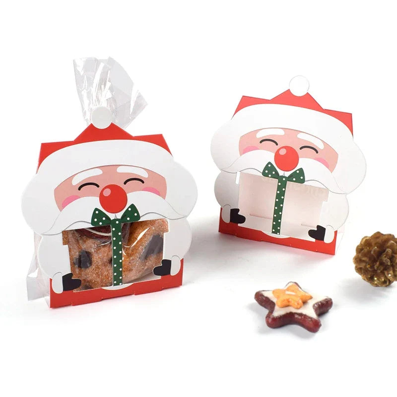 Rynx 8/16 Pieces Christmas Santa Cookie Bag Sweets Box Nougat Gift Packaging Accessories Xmas New Year Party Decoration Kids Gifts