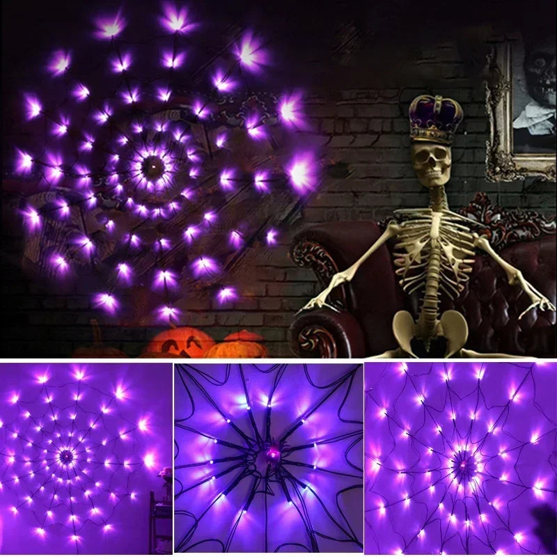 Rynx | Halloween Glowing Spider Web Halloween Decoration Lights Spider Web Lights Halloween Decoration Outdoor Indoor Halloween Decor
