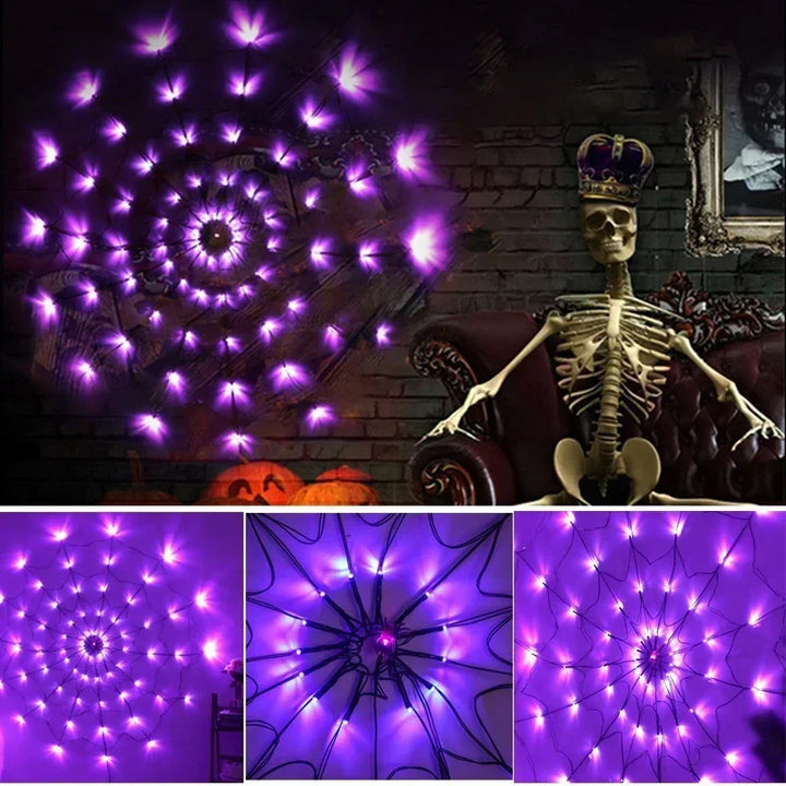Rynx | Halloween Glowing Spider Web Halloween Decoration Lights Spider Web Lights Halloween Decoration Outdoor Indoor Halloween Decor