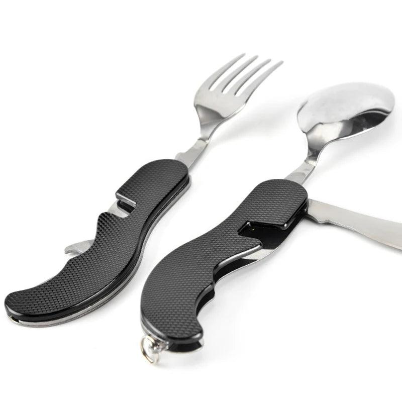 Lisslune | Multifunctional Outdoor Dining Cutlery Set: Fork, Spoon, Knife & Bottle Opener for Campers and Hikers