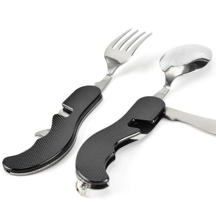 Lisslune | Multifunctional Outdoor Dining Cutlery Set: Fork, Spoon, Knife & Bottle Opener for Campers and Hikers