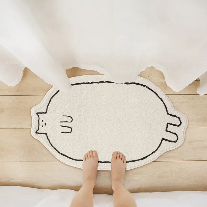 Rynx | Love Cat Bedroom Rug Soft Long Fluffy Animal Bedside Carpet Bath Mat Bathroom Mat Doormat Aesthetic Home Kids Room Decor