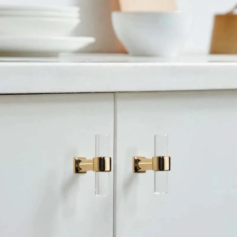 Lisslune | Luxurious gold acrylic drawer knobs with crystal embellishments - Stylish cabinet handles