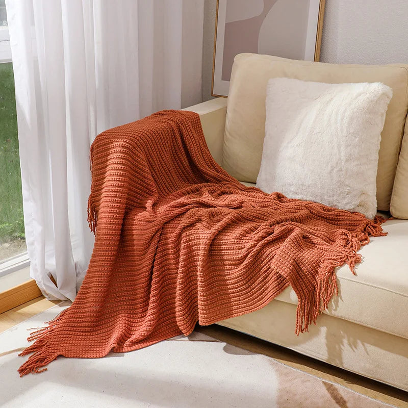 Rynx | Textile City Nordic Throw Blanket Knitted Sofa Cover Office Nap Air Conditioning Blanket Bohemian Hotel Decor Bedspread Towel