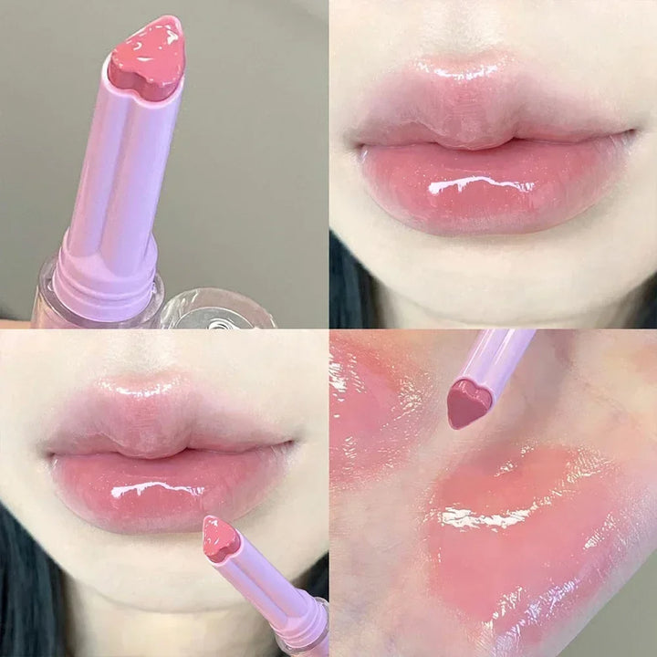 Rynx | 3PCS Heart-shaped Jelly Lipstick Pen Mirror Water Glitter Lip Lacquer Waterproof Moisturizing Lipstick Transparent Korean Makeup