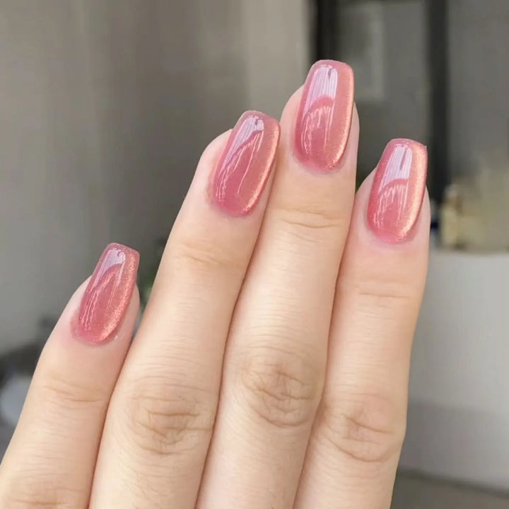 Rynx | Gray Sparkling Cat Eye Sweet Bow Nail Art Solid Color False Nails Removable Ready False Nails Press-on Nails with Glue