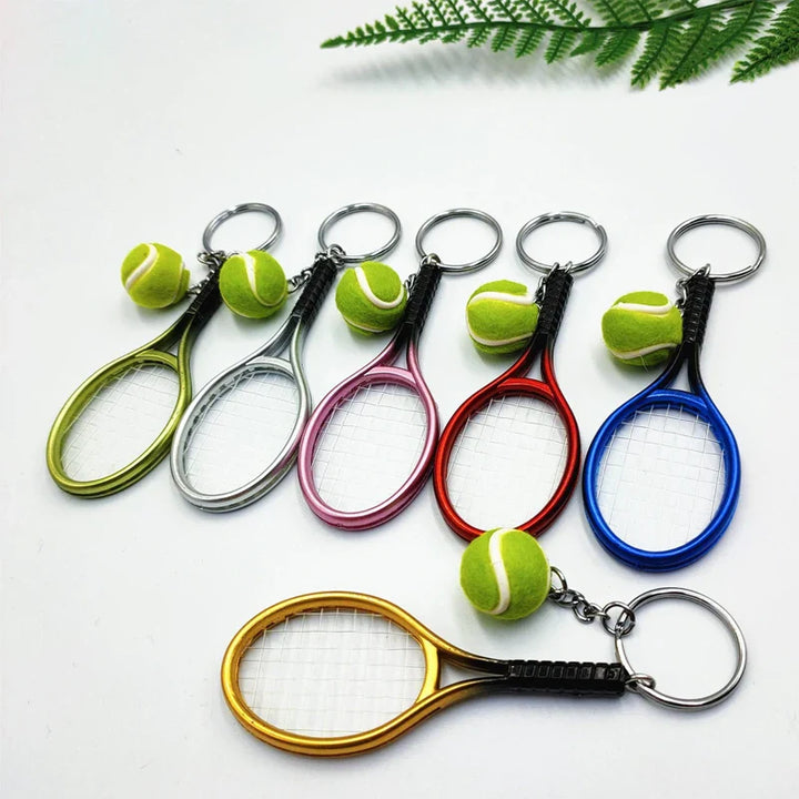 Rynx | Tennis Keychain Alloy Tennis Racket, Ball Split Ring Keychain For Sports Lovers Team Sports Bag Pendant