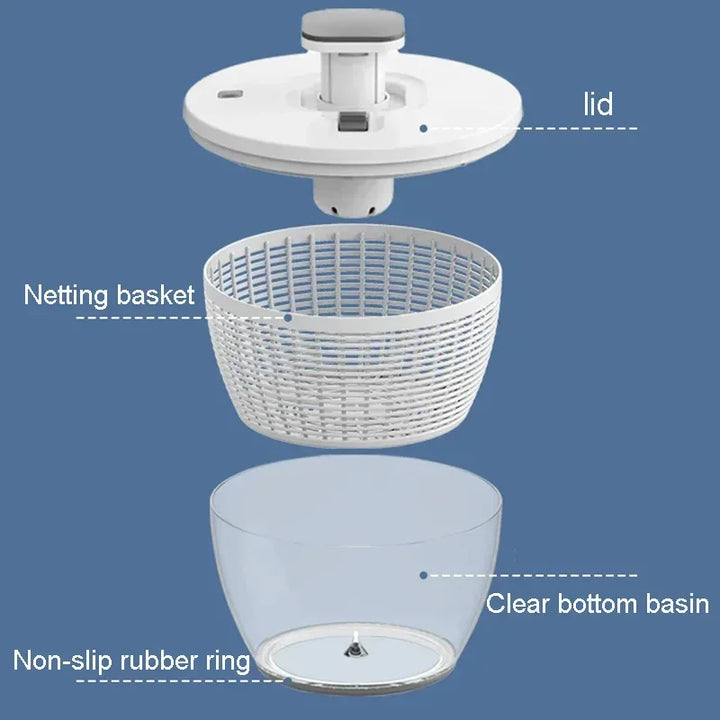 Lisslune | Compact One-Hand Spin Salad Spinner Dryer Bowl