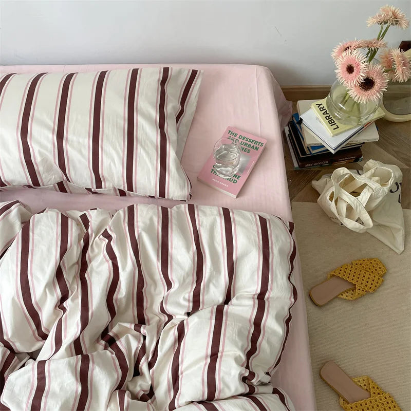 Rynx | Bedding duvet cover stripes boys girls twin queen size duvet cover pillowcase bedding adult fashion home textiles Nordic sling