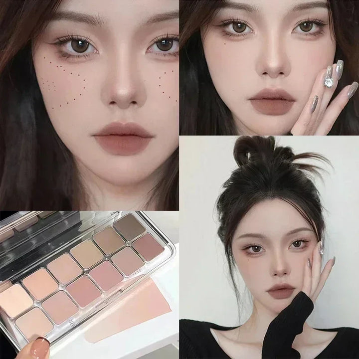 Rynx | Cool Tones Eyeshadow Low Saturation Matte Eyeshadow Palette Nude Pure Color Eye Pigment Korean 12 Colors Makeup Products