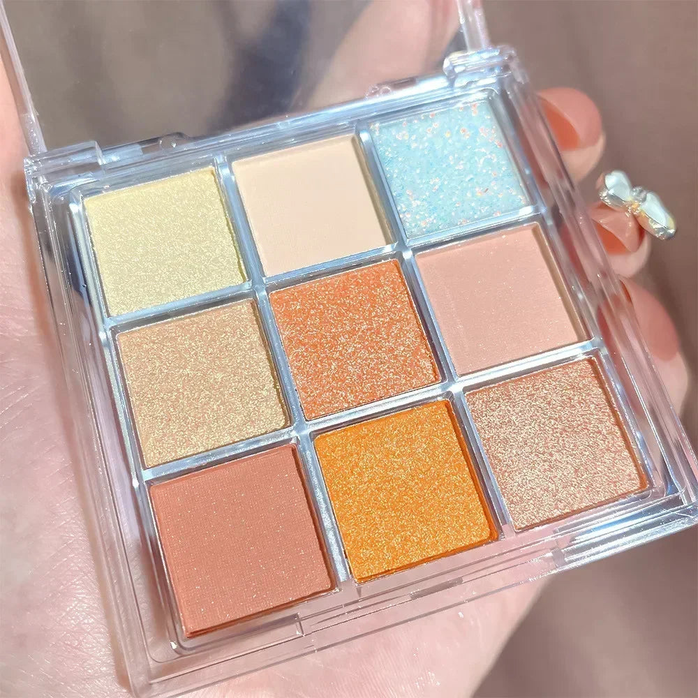 Rynx | 9 Colors Chocolate Eyes Makeup Palette Pearl Matte Earth Tone Eyeshadow Palette Glittering Sequin Eye Pigments Long Lasting Makeup