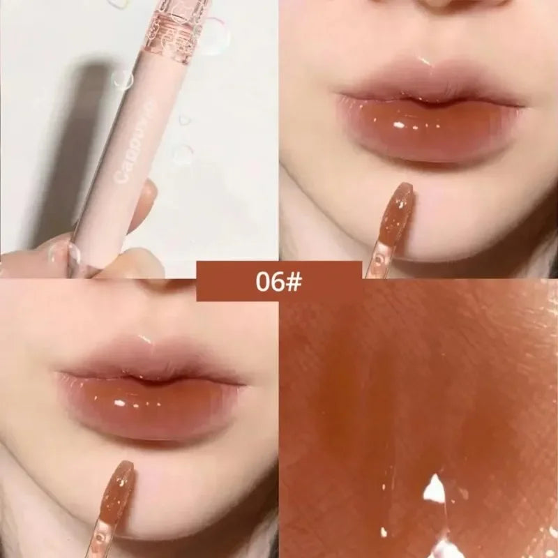 Rynx | Cherry Pink Lip Plumper Gloss Crystal Gel Oil Lip Color Korean Long-lasting Waterproof Lipstick Lip Plumper Liquid Lipstick