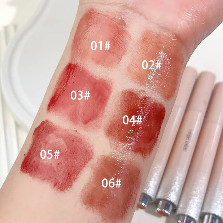 Rynx | Water Mirror Lipstick Long-lasting Non-sticky Cup Moisturizing Crystal Jelly Clear Brown Solid Lip Gloss Korean Lip Makeup Cosmetics