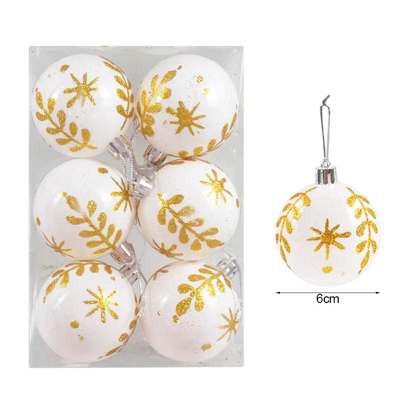 Rynx 6pcs/Box 6cm Christmas Tree Balls Ornaments Xmas Tree Hanging Decorations Christmas Decorations for Home Navidad Natal New Year Gift