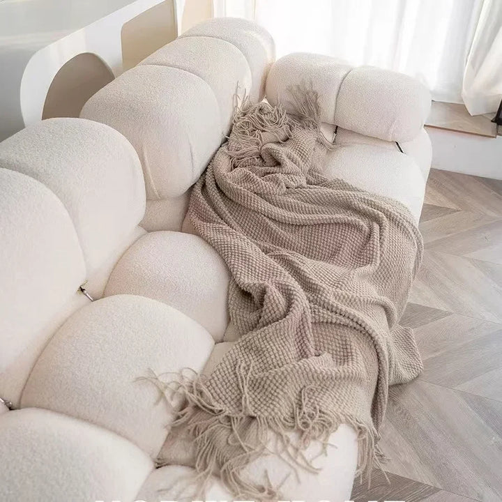 Rynx | Throws Nordic Style With Tassels Solid Color Throws Homestay Knitted Throws Brown Coffee Sofa Minimalist Design