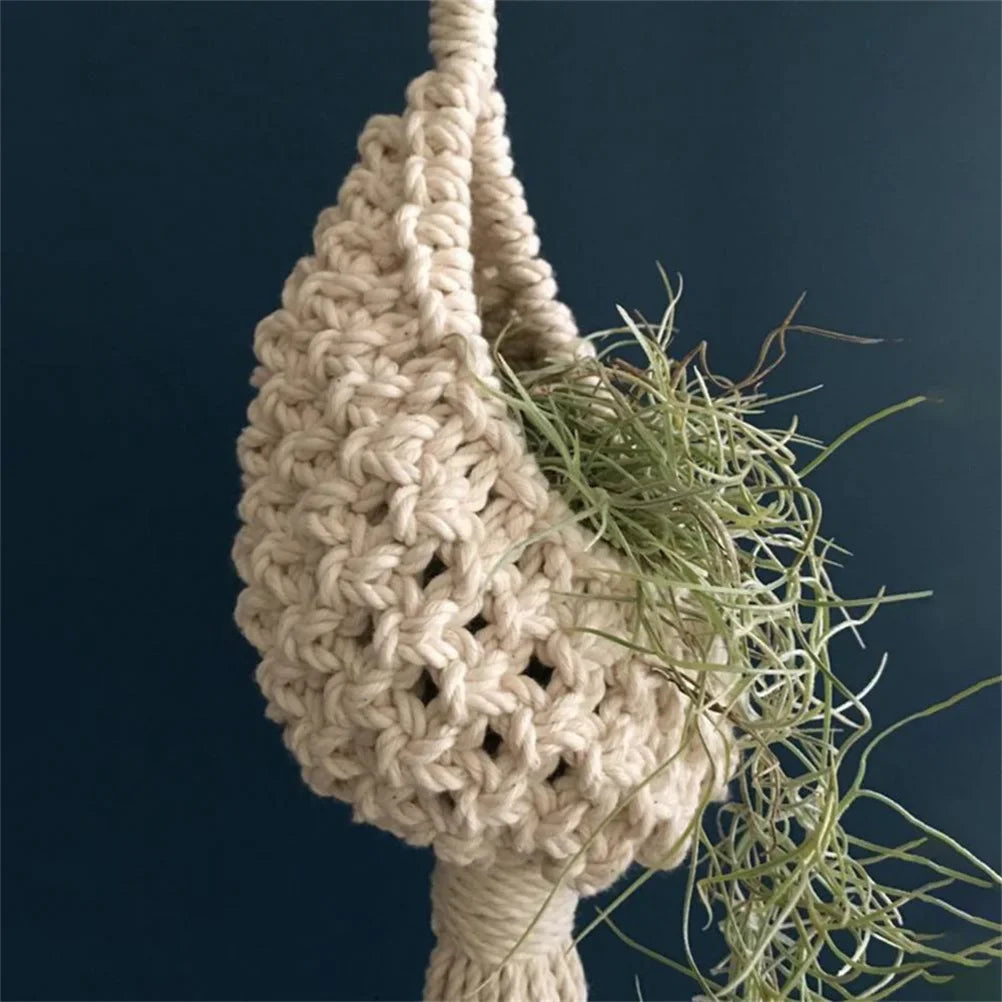 Rynx | Handmade Macrame Air Planter Hanging Pot Pineapple Climbing Vine Flowers Flower Container Net Hanger Tapestry Boho Decor