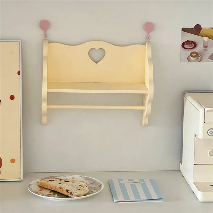 Rynx | Wood Double Layer Storage Shelf Desktop Cabinet Cosmetic Storage Pink Dormitory Storage Guide Display Shelf Wall Decoration