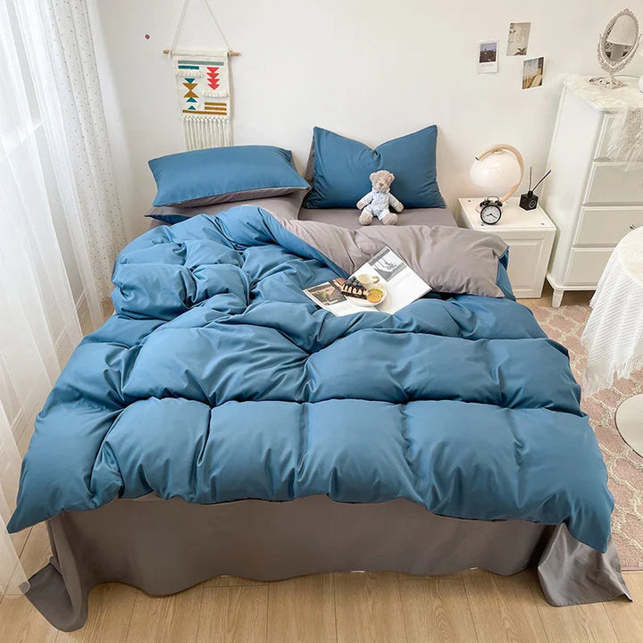Rynx | Black Bedding Set Soft Bedding Washable Cotton Duvet Cover Pillowcase and Bed Sheet bedding set Home Bedding