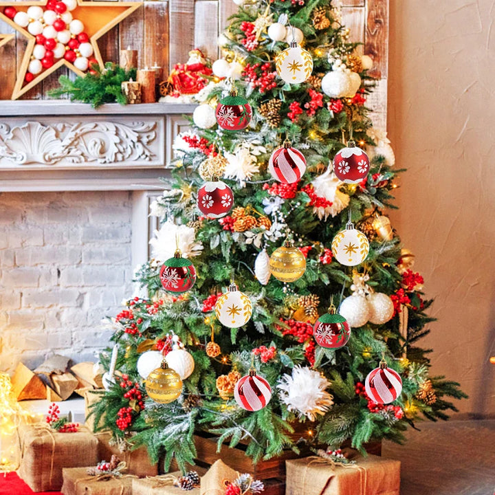 Rynx 6pcs/Box 6cm Christmas Tree Balls Ornaments Xmas Tree Hanging Decorations Christmas Decorations for Home Navidad Natal New Year Gift