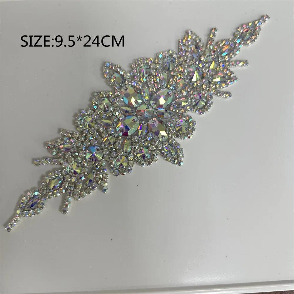 Lisslune | Shining Silver Rhinestone Flower Appliqué: Elegant Fashion Upgrade Accessory