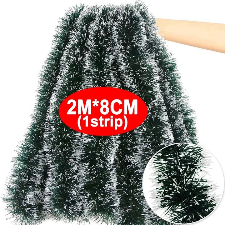 Rynx | Christmas Green Rattan Ribbon Garland DIY Xmas Tree Ornaments Green Rattan Ribbon Wreath Hanging Pendant Home Party Decoration