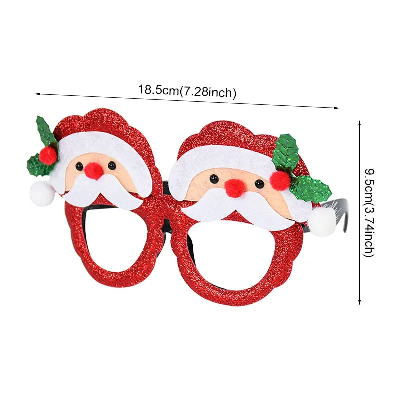 Rynx 9-piece Merry Christmas Glasses Frame Christmas Party Decoration Photo Booth Props Glasses Christmas New Year Accessories Children's Gift