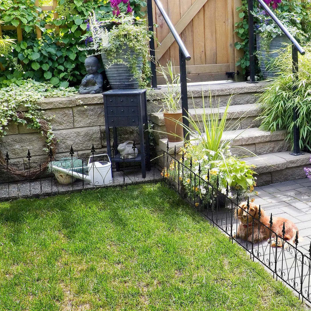 Rynx | 7 Panels Garden Animal Barrier Fence Stainless Steel Decorative Border for the Garden