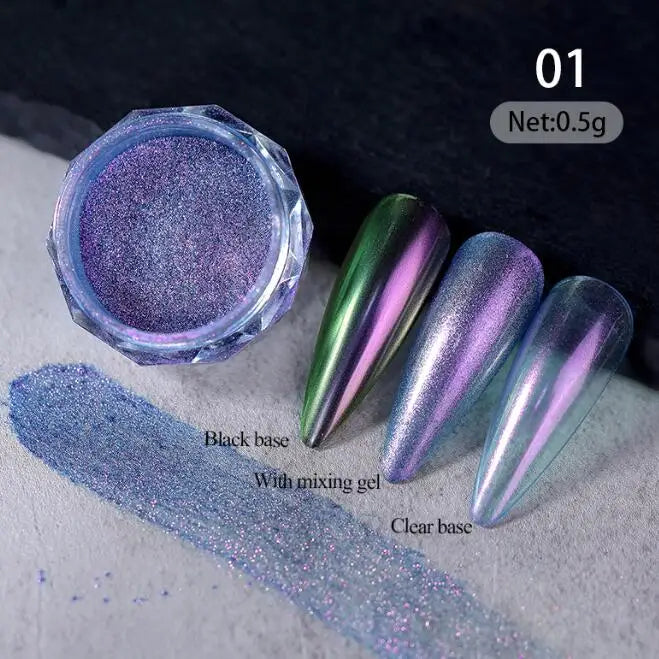 Rynx |1Jar Aurora Chameleon Snowflake Ultra-Thin Iridescent Nail Sequins Holographic Opal Eyeshadow Ice Glitter Nail Chameleon Flakes