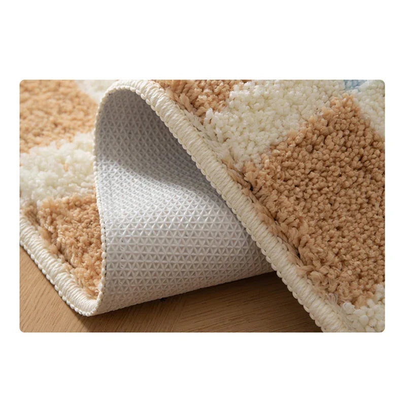 Rynx | Geometric Tuffing Grid Bathroom Mat Long Living Room Rug Bath Mat Bedside Runner Soft Bedroom Floor Cushion Aesthetic Home Decor