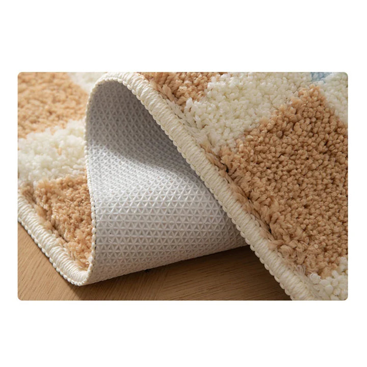 Rynx | Geometric Tuffing Grid Bathroom Mat Long Living Room Rug Bath Mat Bedside Runner Soft Bedroom Floor Cushion Aesthetic Home Decor