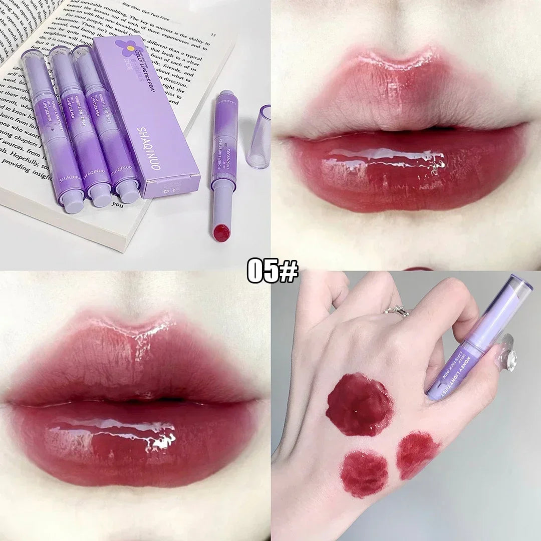 Rynx | Jelly Lipstick Pencil Punk Red Brown Lip Gloss Mirror Waterproof Lip Lacquer Moisturizing Lipstick Waterproof Non-Transfer Cup Korean