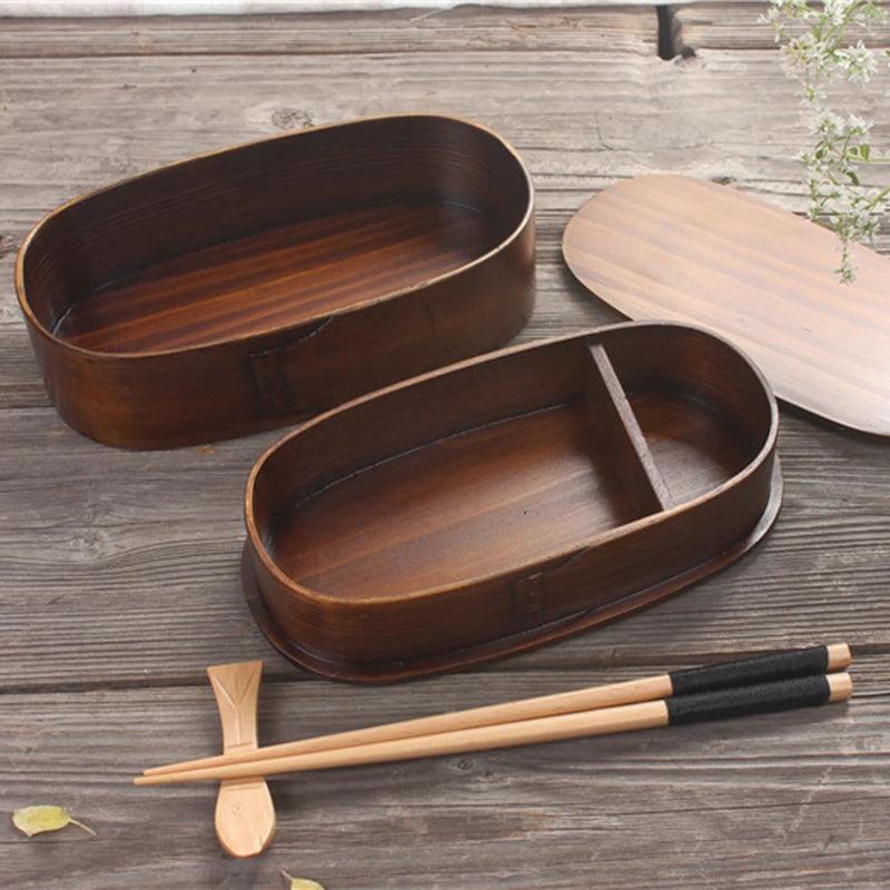 Lisslune | Elegant Japanese Wooden Bento Box - Eco-friendly Portable Lunch Container for Meals, Sushi, and Snacks