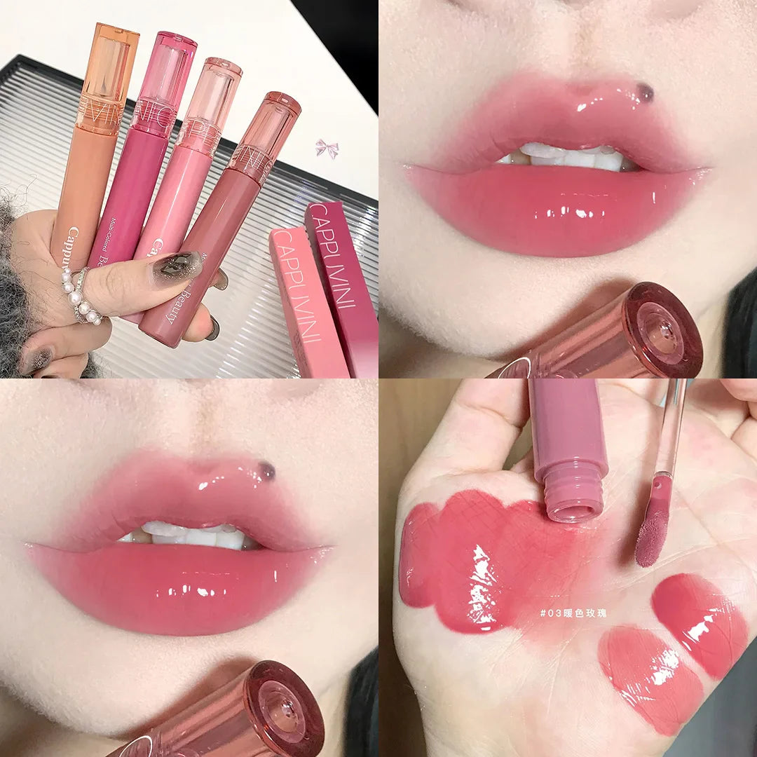Rynx | New 6 Colors Mirror Coloring Lip Gloss Moisturizing Liquid Lipstick Waterproof Long-lasting Red Lip Color Korean Makeup Cosmetics