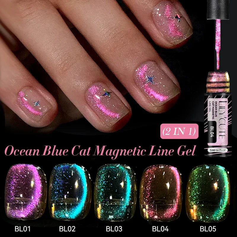Rynx | 5ML Aurora's Cat Magnetic Line Gel Nail Polish Glitter Fairy Line Painting Gel Semi Permanent UV Gel Nail Art Manicure