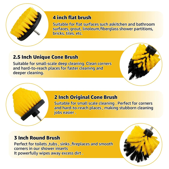 Lisslune | 5PCS Electric Drill Attachment Ultimate Cleaning Brush Kit