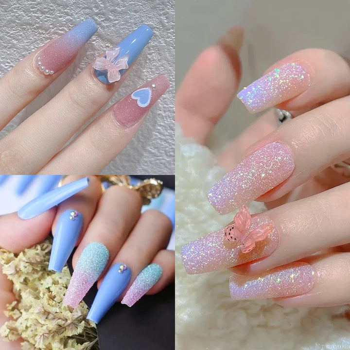Rynx | 6 Glasses/Set Iridescent Candy Sweater Nail Glitter Powder Shiny Fine Sugar Dust Nail Chrome Pigment Nail Art Gel Polish Decorations