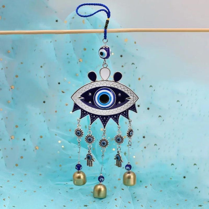 Lisslune | Turkish Blue Glass Evil Eyes Wind Chime - Handmade Protective Home Decoration