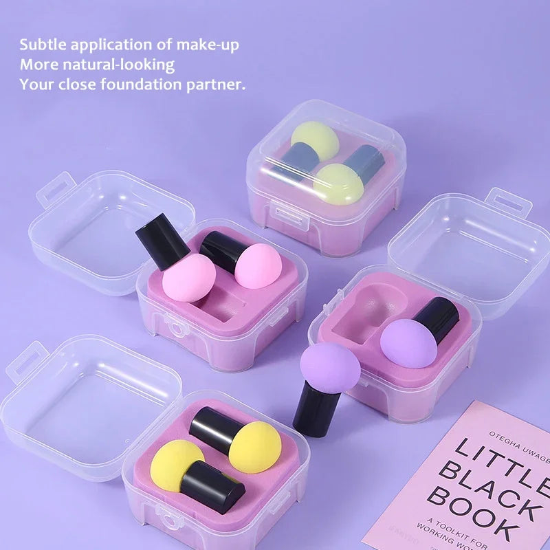 Rynx | Mushroom Head Makeup Puff Air Cushion Beauty Handle Cosmetic Egg Dry and Wet Dual-Use Super Soft Makeup Sponge with Box Set