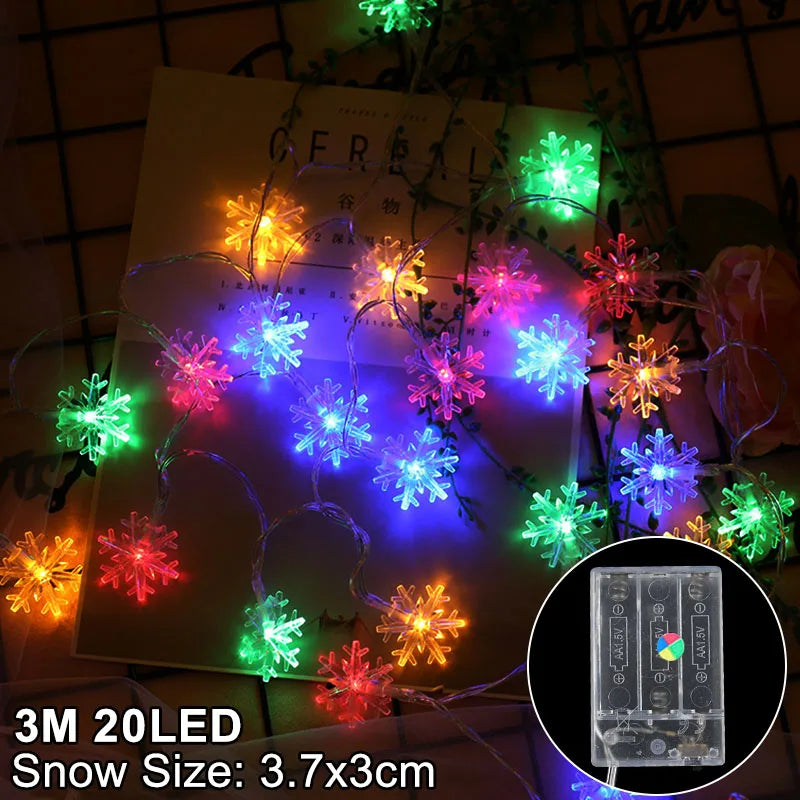 Rynx Snowflake LED Light Christmas Decorations For Home Hanging Garland Christmas Tree Decor Ornament Christmas Xmas Gift New Year