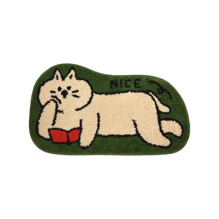 Rynx | Cute Tufting Cat Dog Bathroom Mat Cartoon Bathroom Rug Entrance Mat Floor Anti-Slip Pad Aesthetic Home Decor 40x70cm