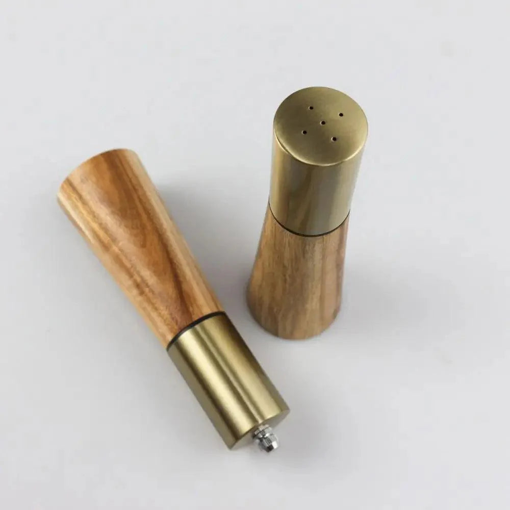 Lisslune | Elegant Acacia Wood and Stainless Steel Spice Mill Duo - Custom Grinding for Culinary Excellence