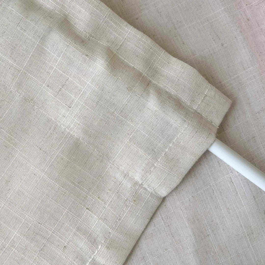Rynx | Beige Splicing Short Curtains Valance For Kitchen Café Barrier Natural Linen Mixed Semi-Transparent Small Half Curtain Voile