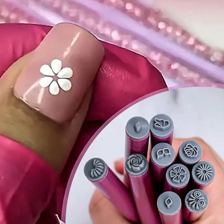 Rynx | 4/6/10Pcs Pink Nail Art Stamper Pen Nail Art Stamper Pen Craft Nail Art Flower Stamper Nail DIY Graffiti Stamper Pen Dotting Tools